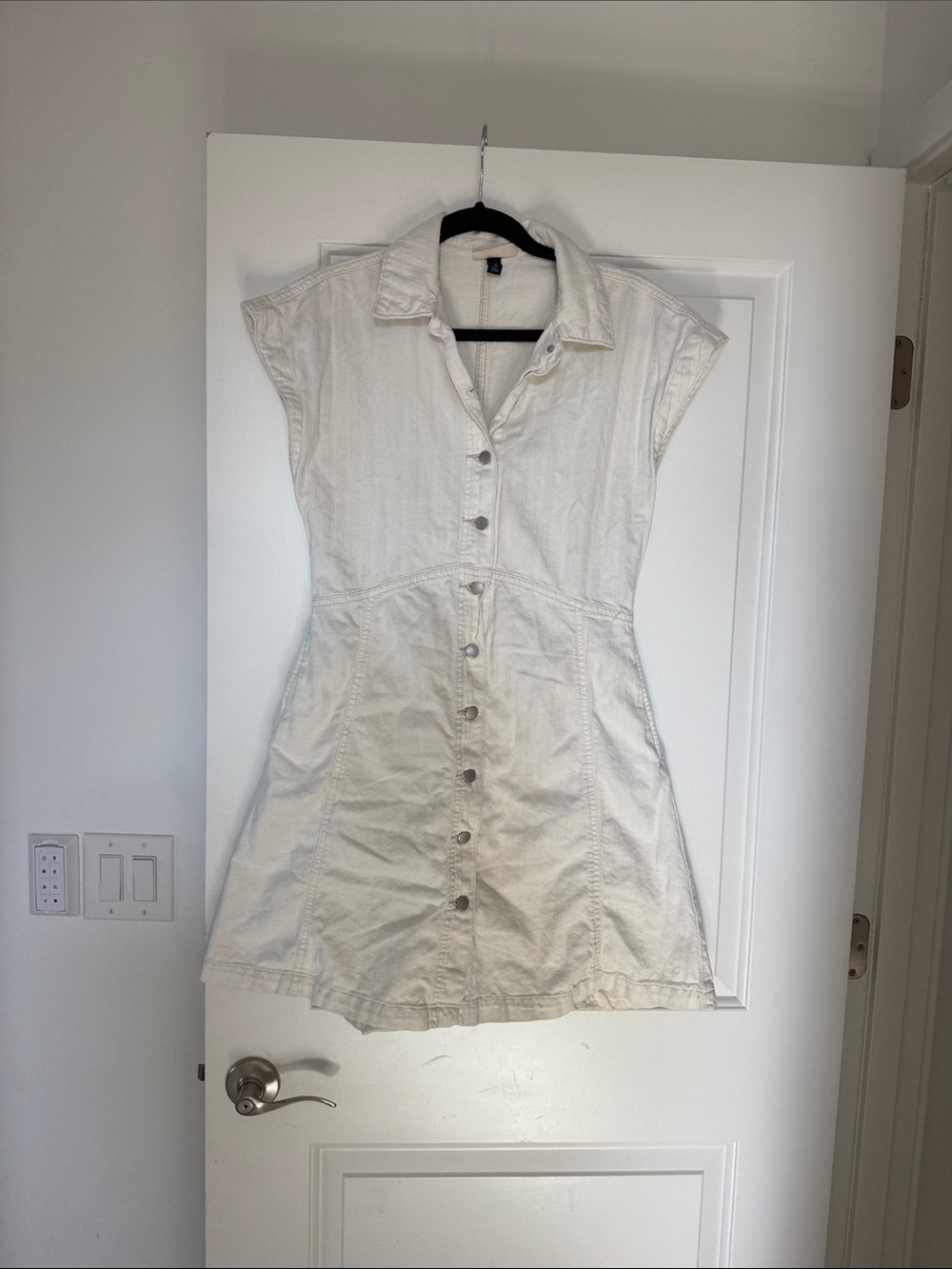 Universal Thread Cream Denim Button-Front Dress